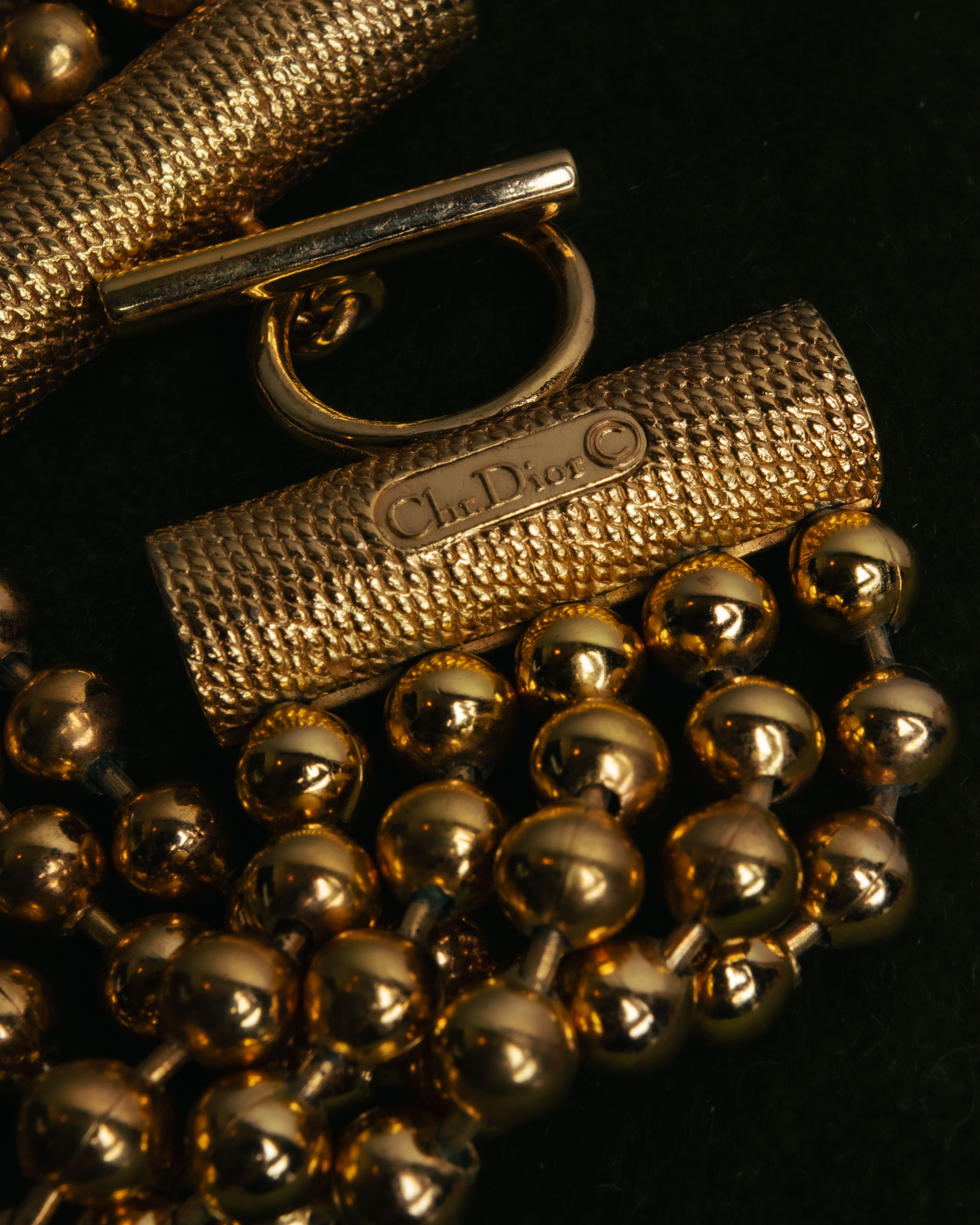 -SPECIAL- “Christian Dior” 70’s-80’s Five strand gold ball chain bracelet