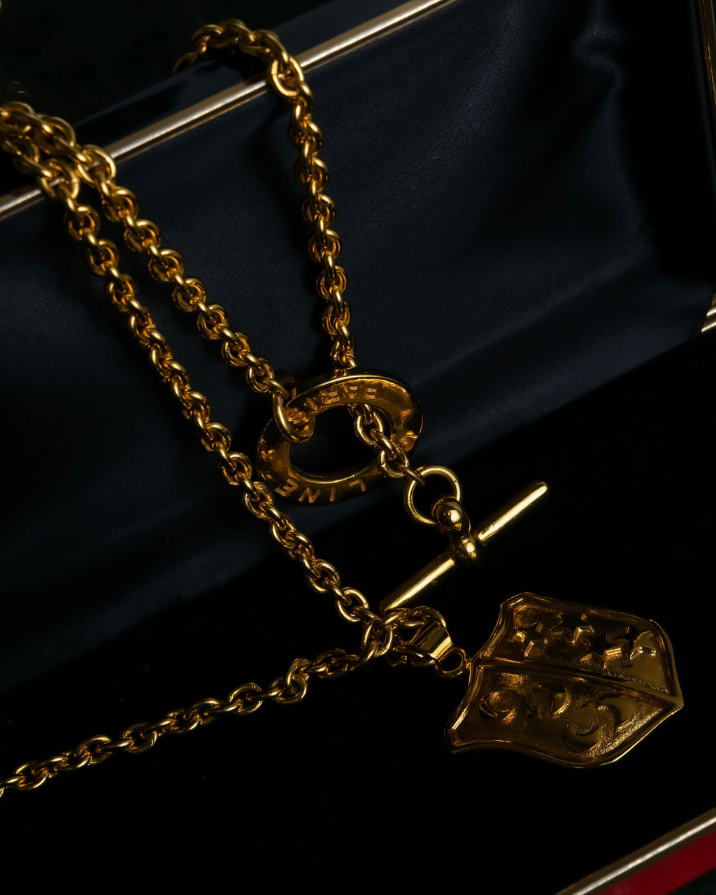 "CELINE" Moon & star top motif gold necklace