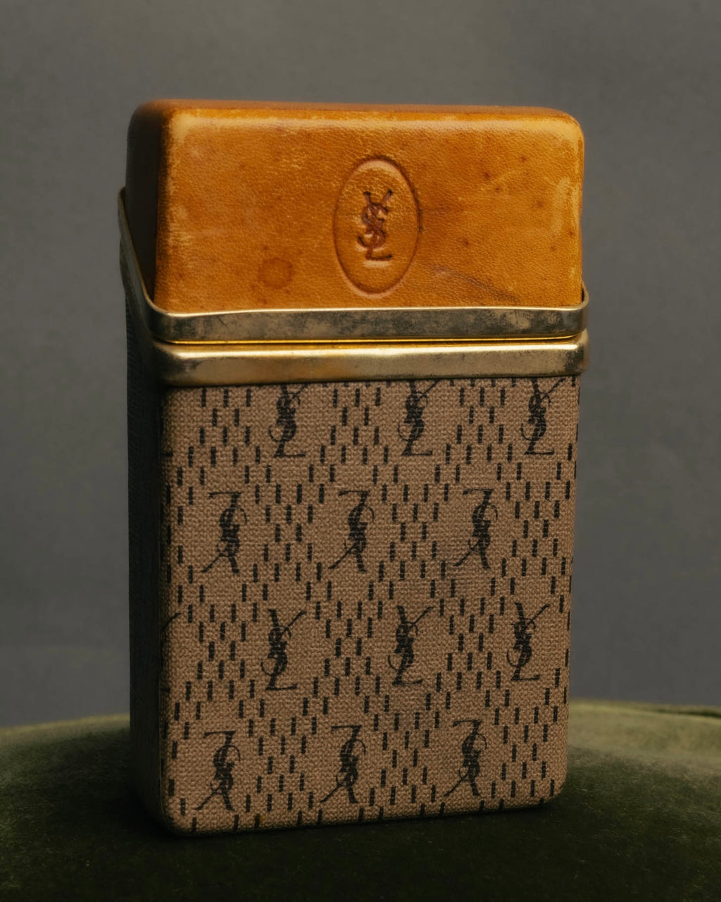 "Yves Saint Laurent" 70's-80's Vintage monogram canvas leather cigarette case