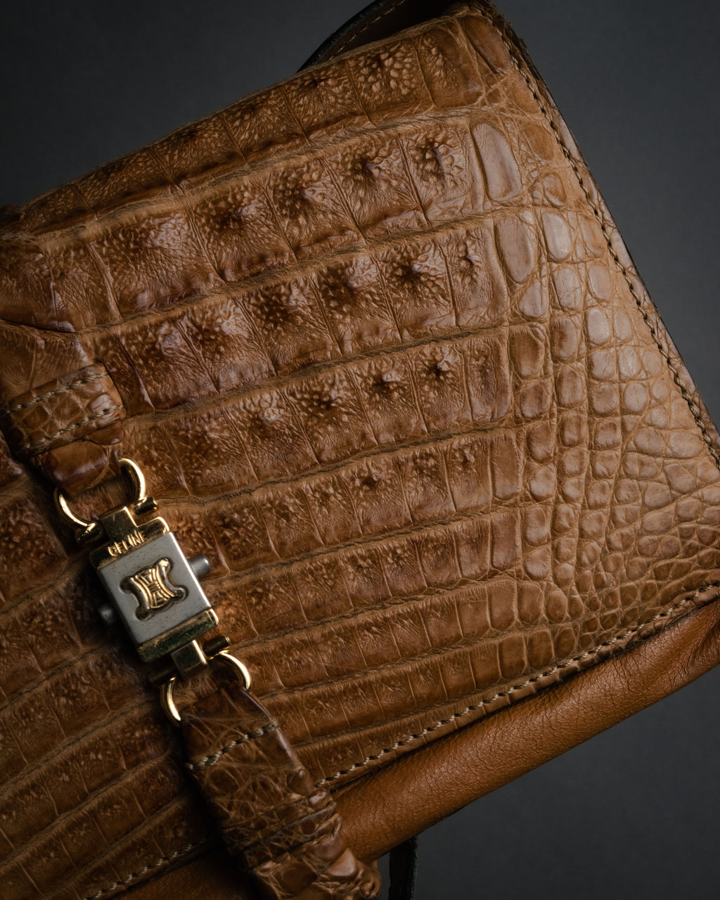“CELINE” 80’s Hornback crocodile shoulder bag