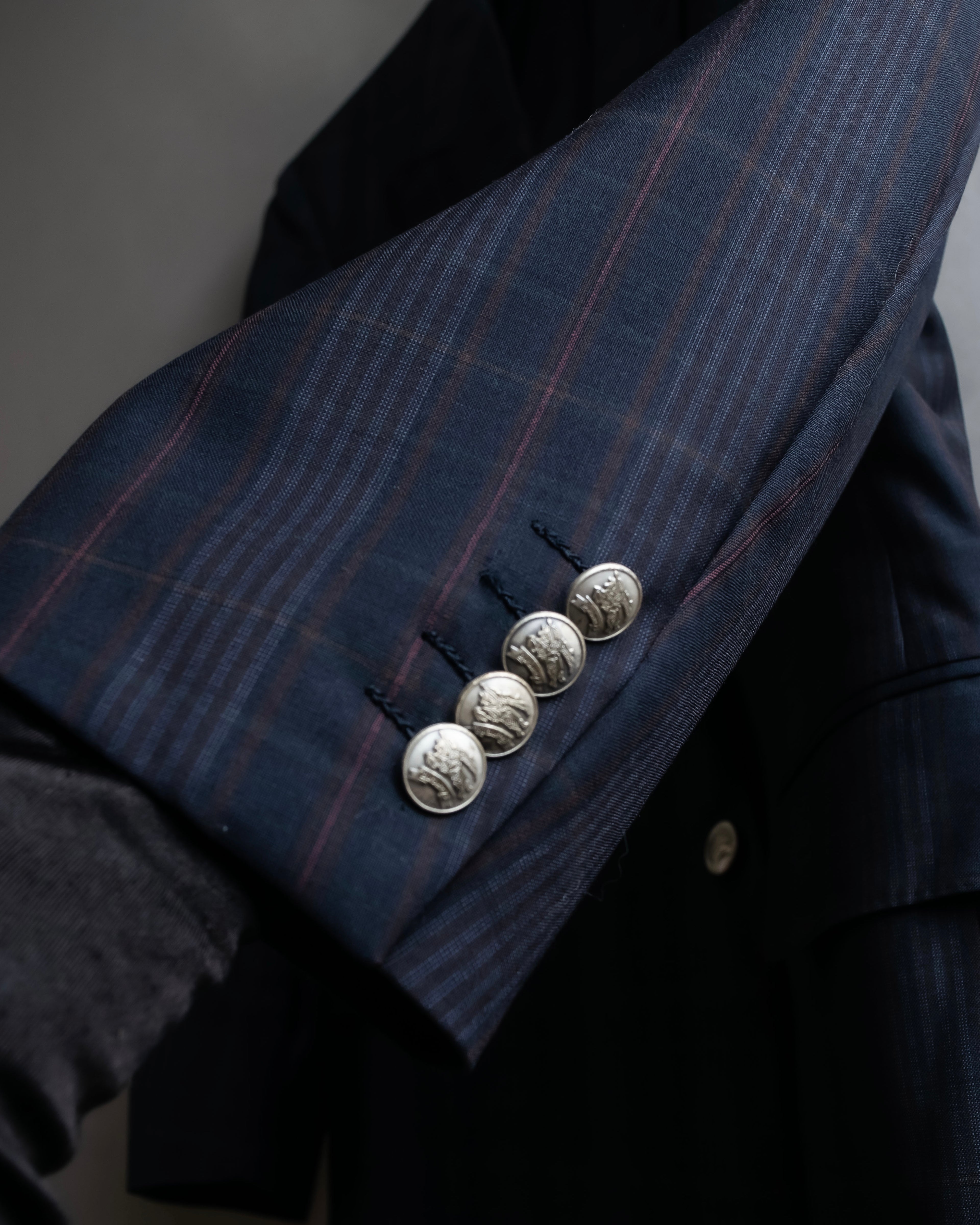 "BURBERRYS" Micro check pattern metal button blazer
