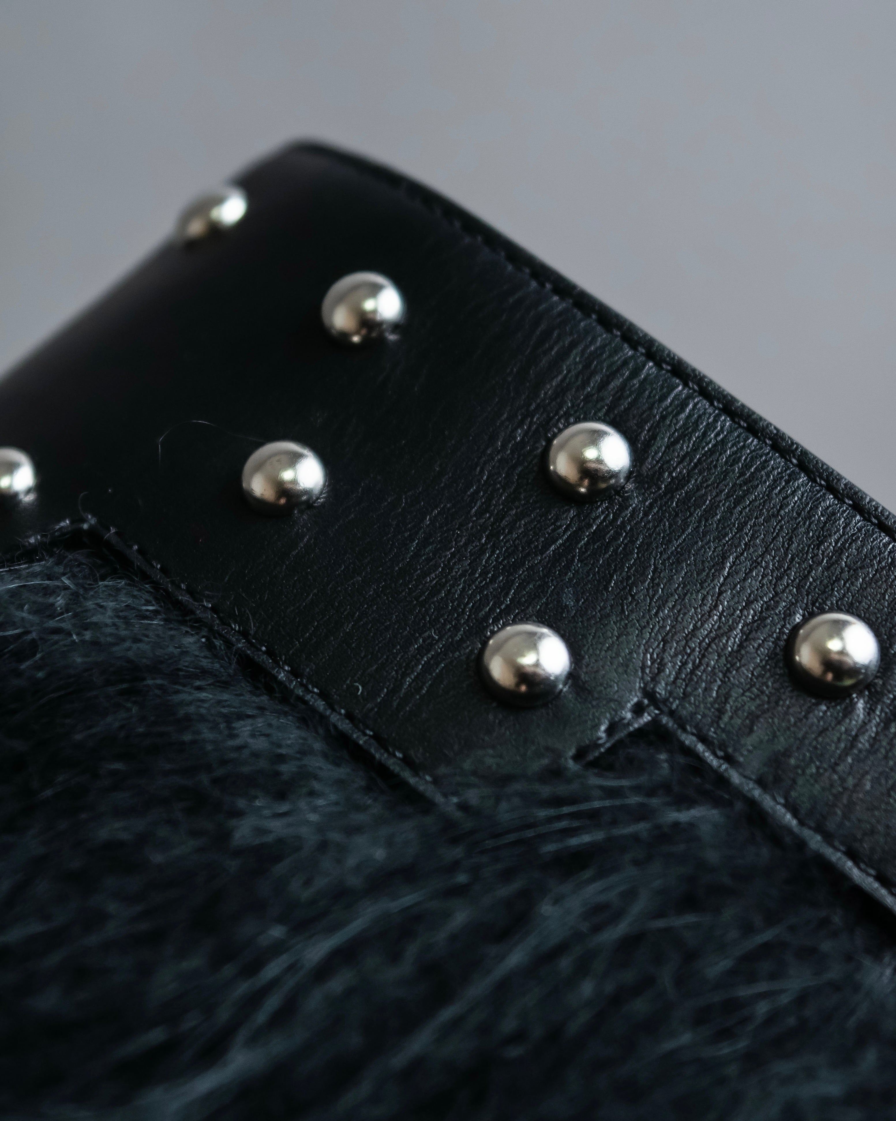 "LONGCHAMP" Fur & stud design chunky sole slip ons shoes