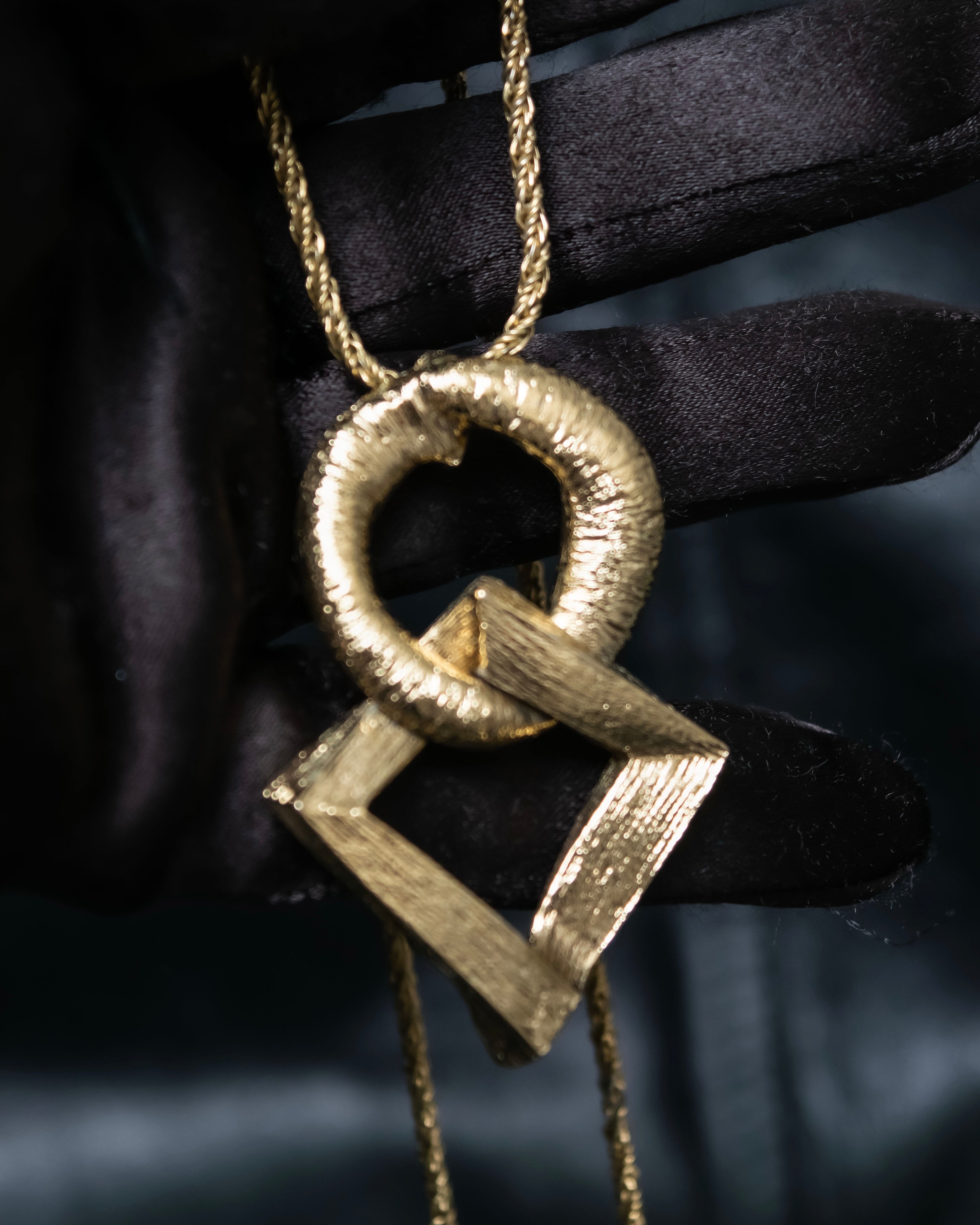 “Yves Saint Laurent” antique processed gold chain necklace