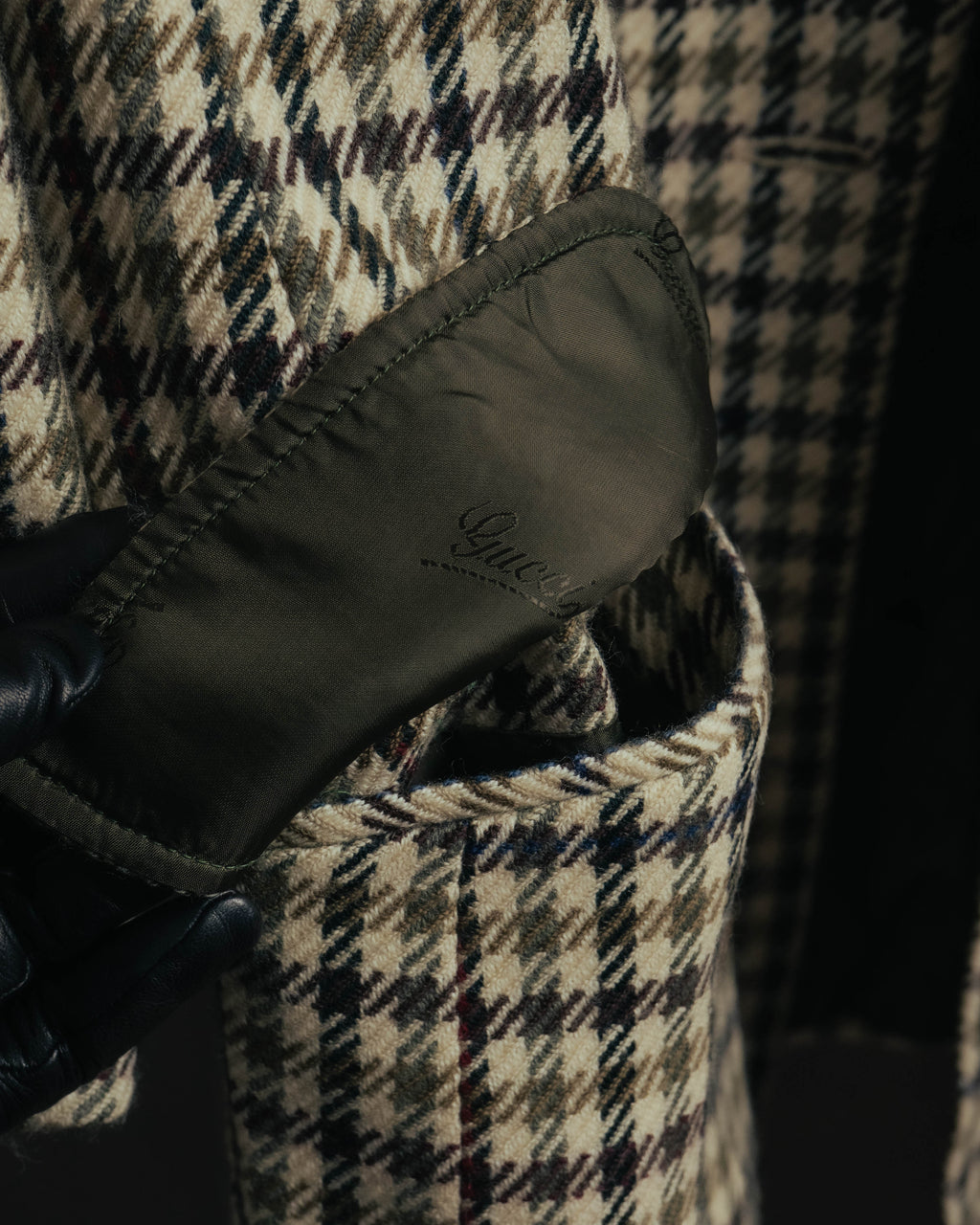 "GUCCI" 80's-early 90's Checked wool cashmere double-breasted jacket