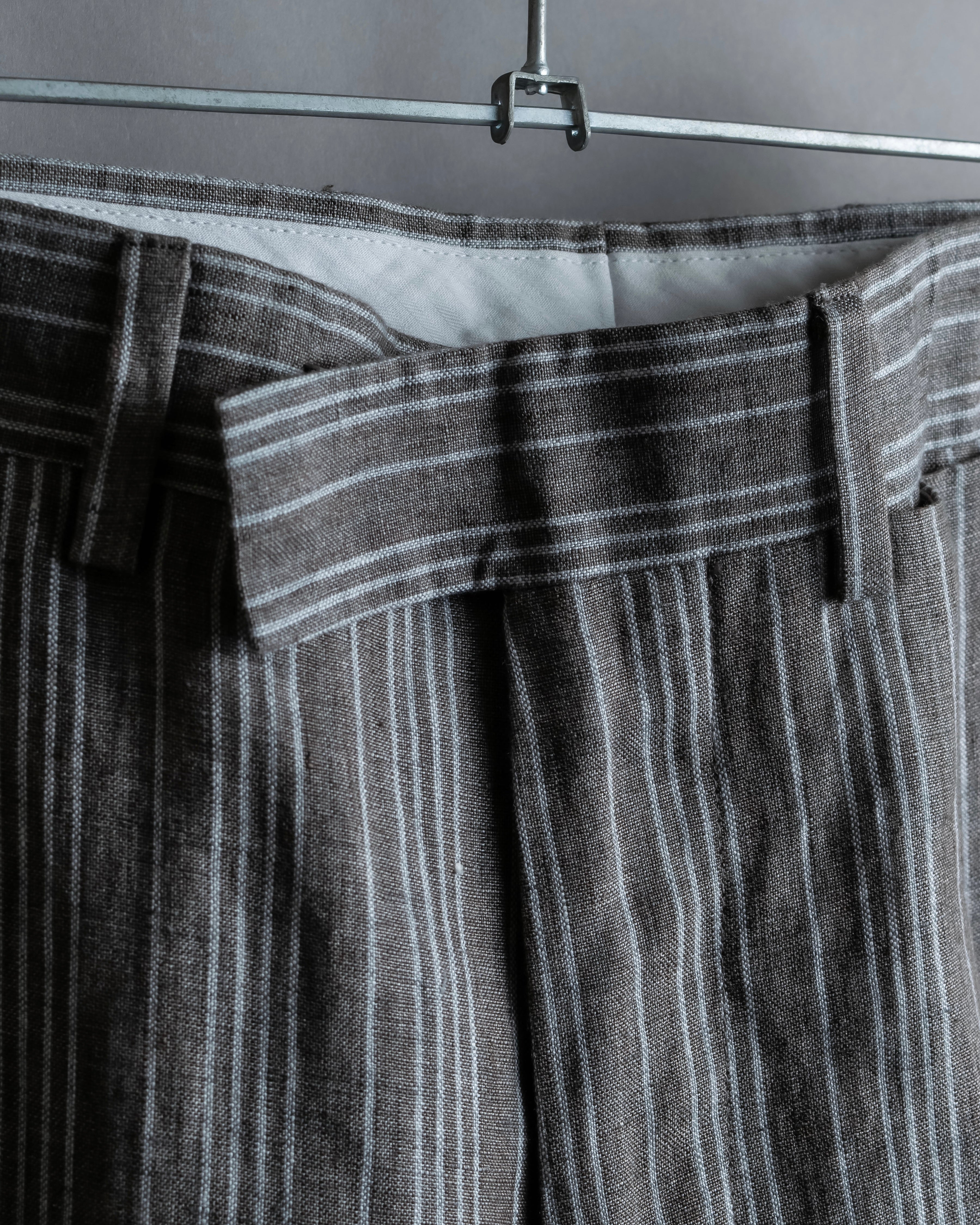 "HERMES" Multi stripe pattern wide tapered slacks