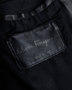 "Salvatore Ferragamo" Straight silhouette leather tailored jacket
