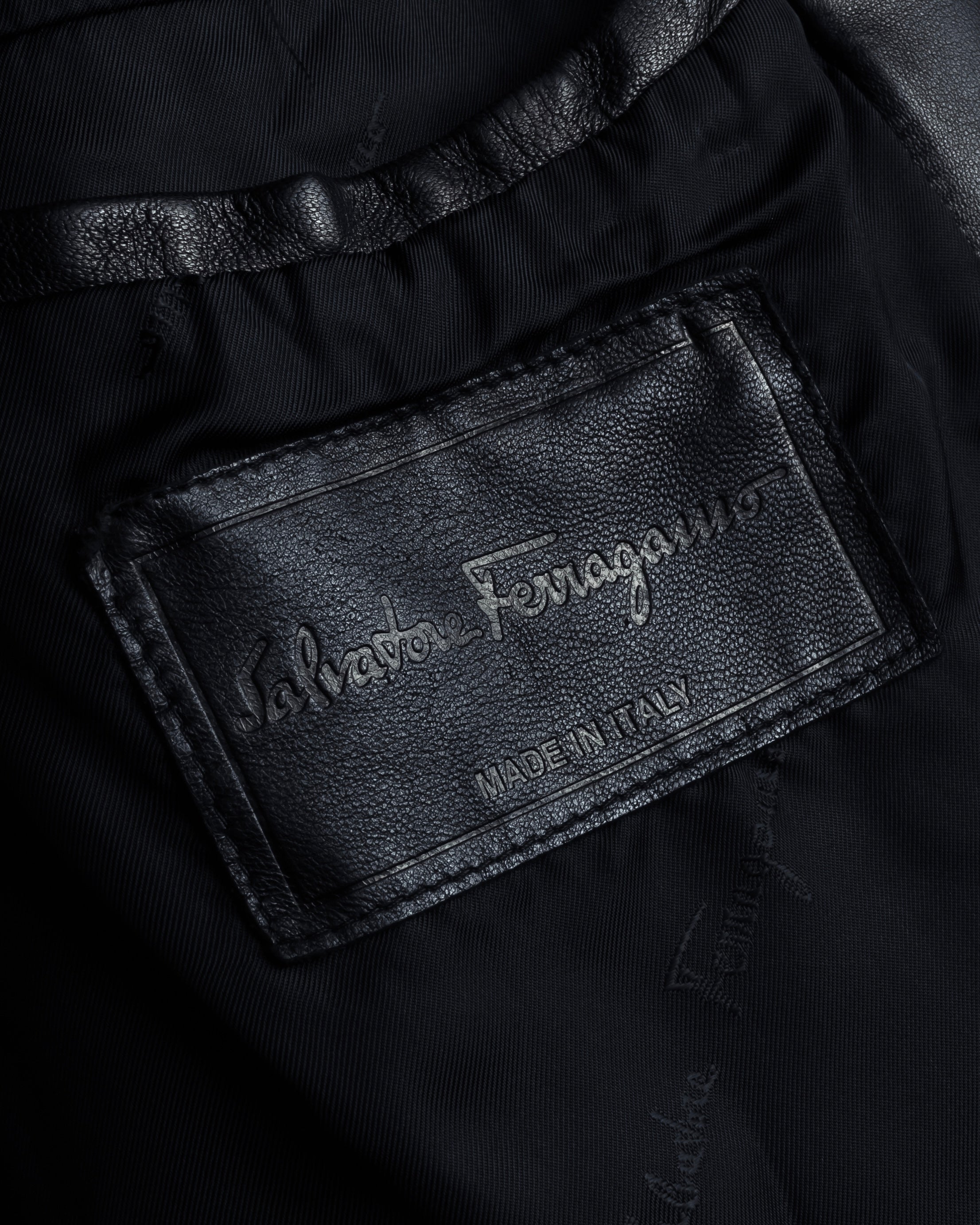 "Salvatore Ferragamo" Straight silhouette leather tailored jacket