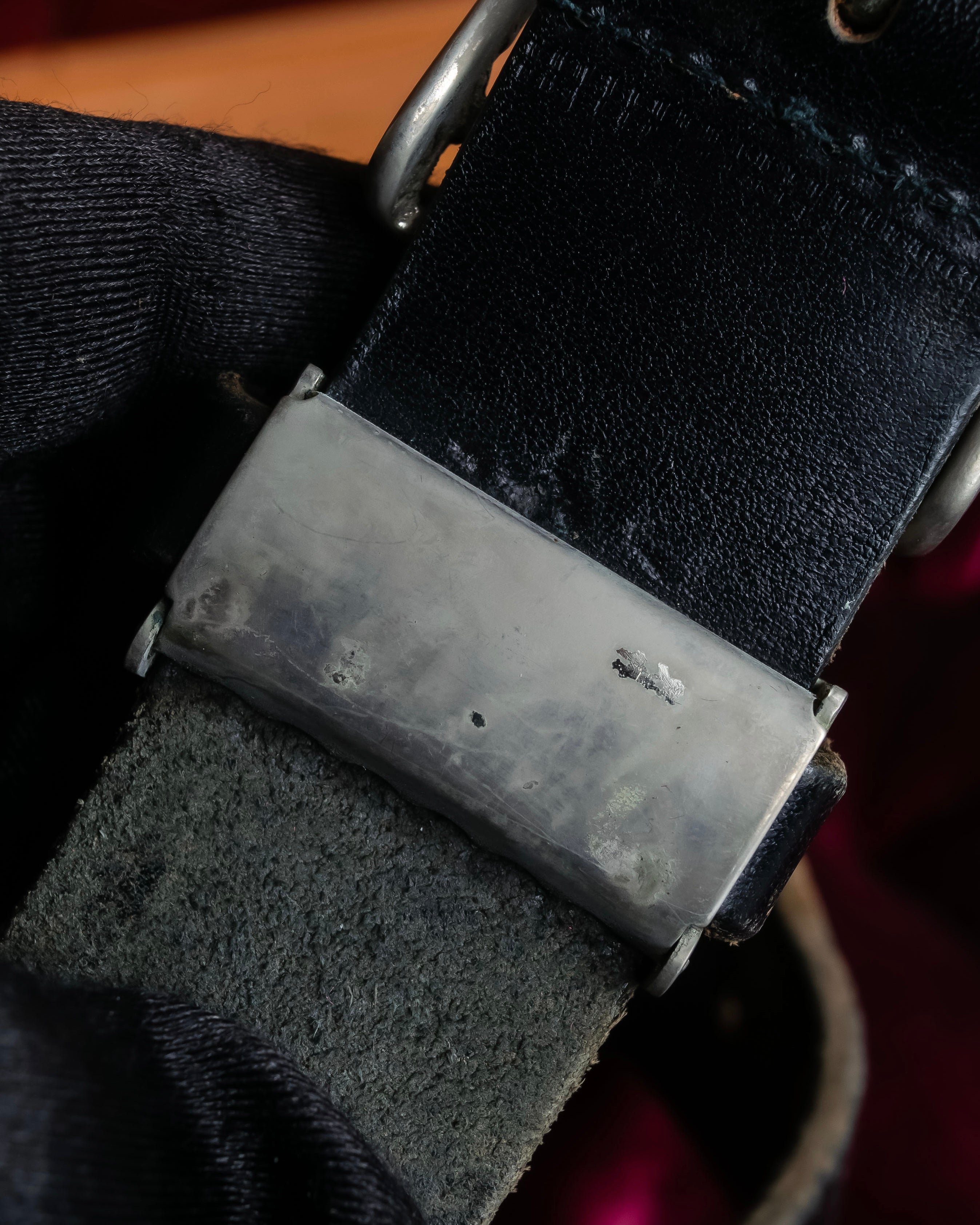 "KATHARINE HAMNETT" Vintage aged silver buckle leather belt