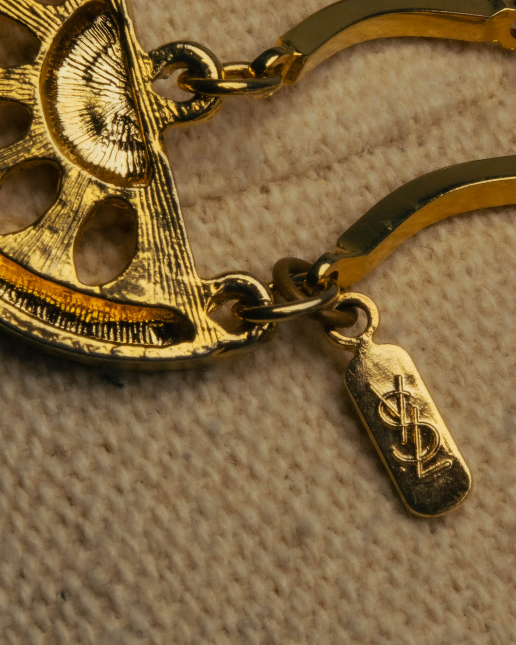 "Yves Saint Laurent" 80's-90's Gold tone multi chain necklace