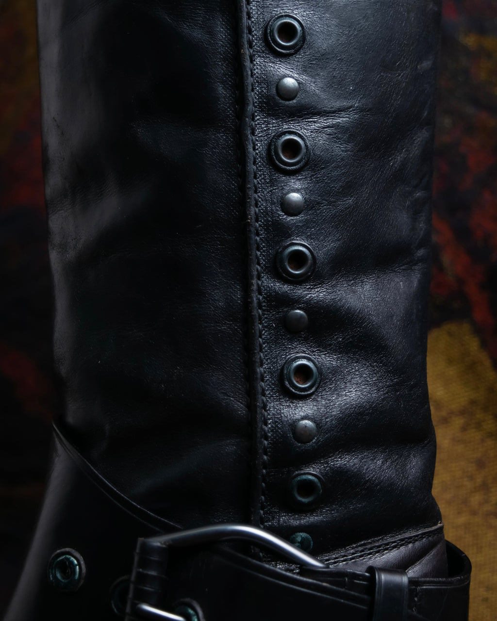 "BOTTEGA VENETA" Belt design square toe knee high long boots