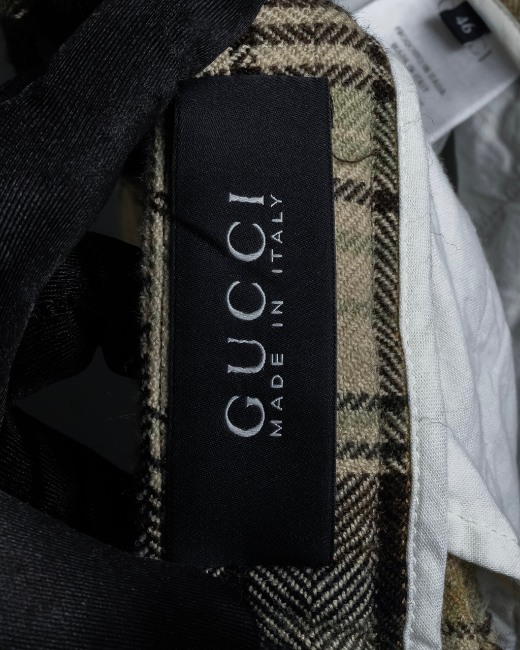 "GUCCI" Brushed check pattern tapered pants