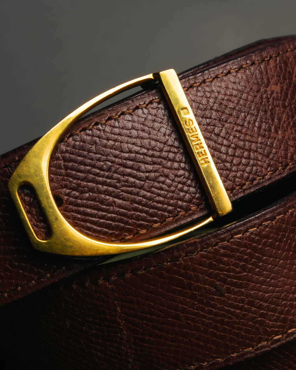 "Hermès" Vintage grained leather belt