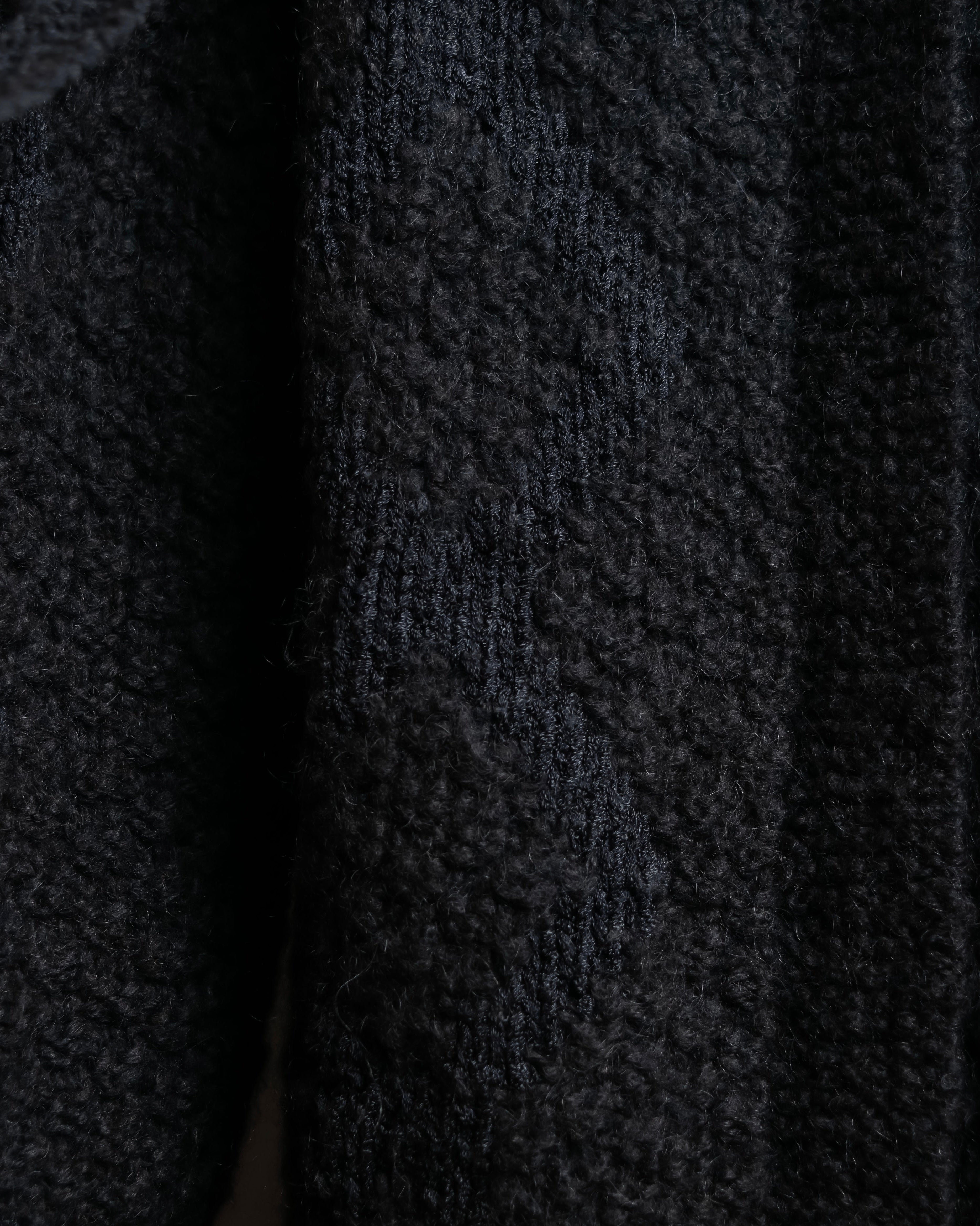 "YVES SAINT LAURENT" Ribbon design stand collar low gauge cardigan