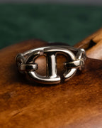 "Christian Dior" CD logo motif silver ring