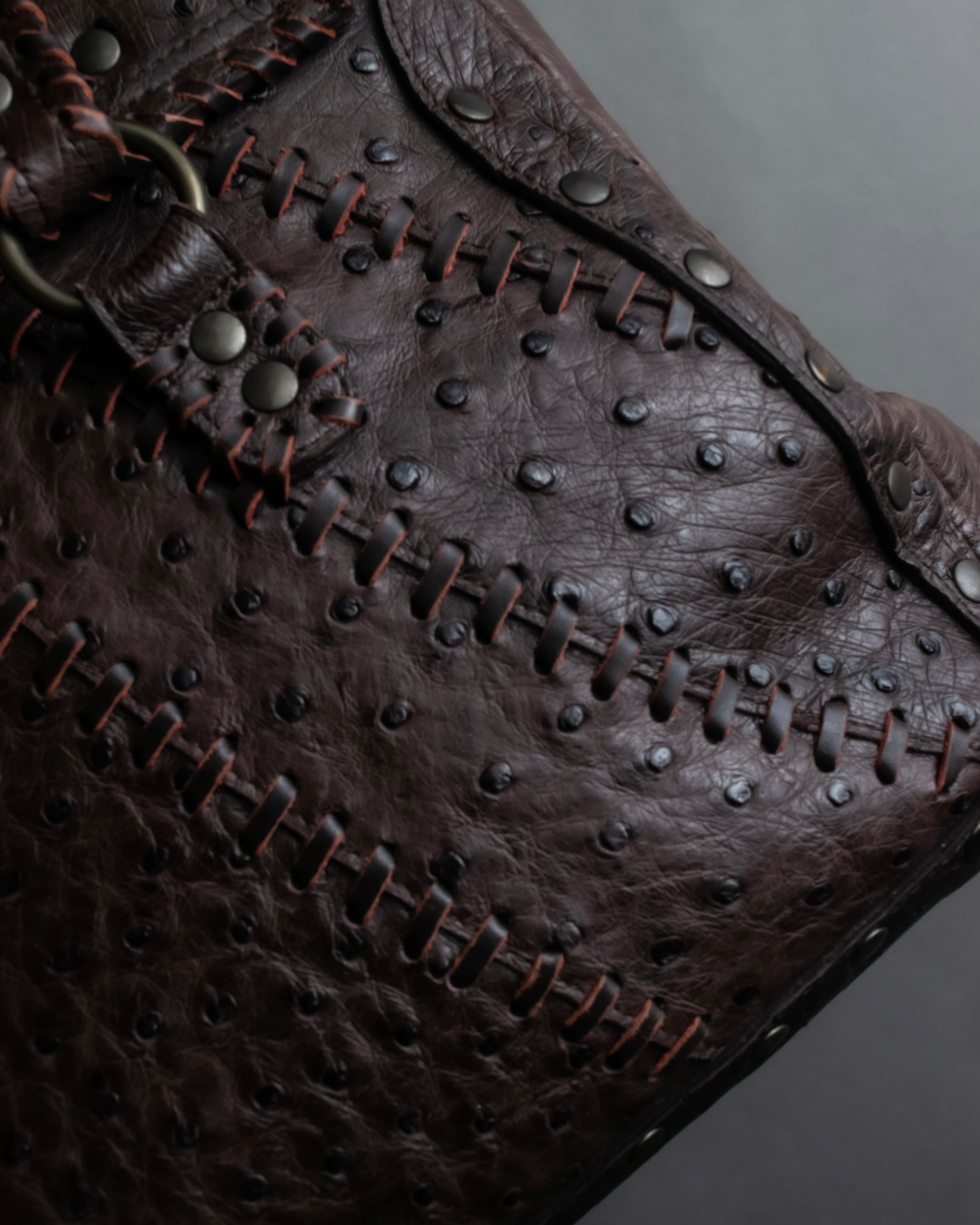 "Vintage JRA standard ostrich leather bag"