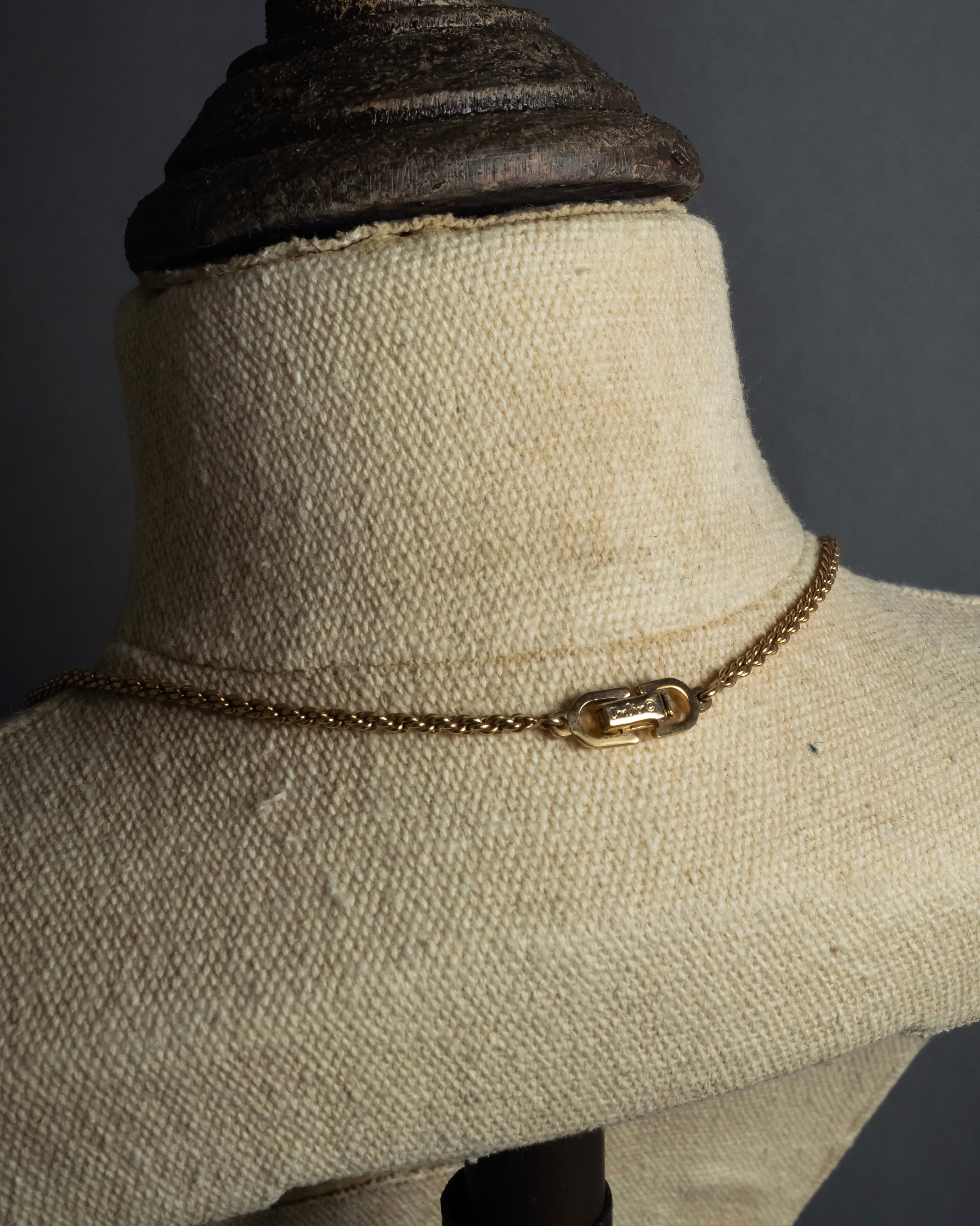 "Christian Dior" Arch motif top gold tone necklace