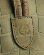 "GIORGIO ARMANI" 00's Crocodile-embossed leather tassel handbag