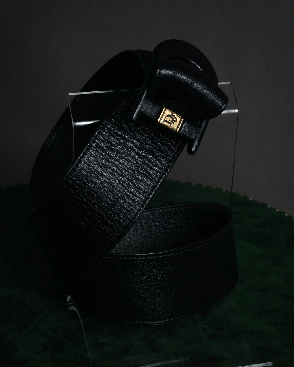 “Christian Dior” 80’s-90’s Leather-wrapped buckle wide belt
