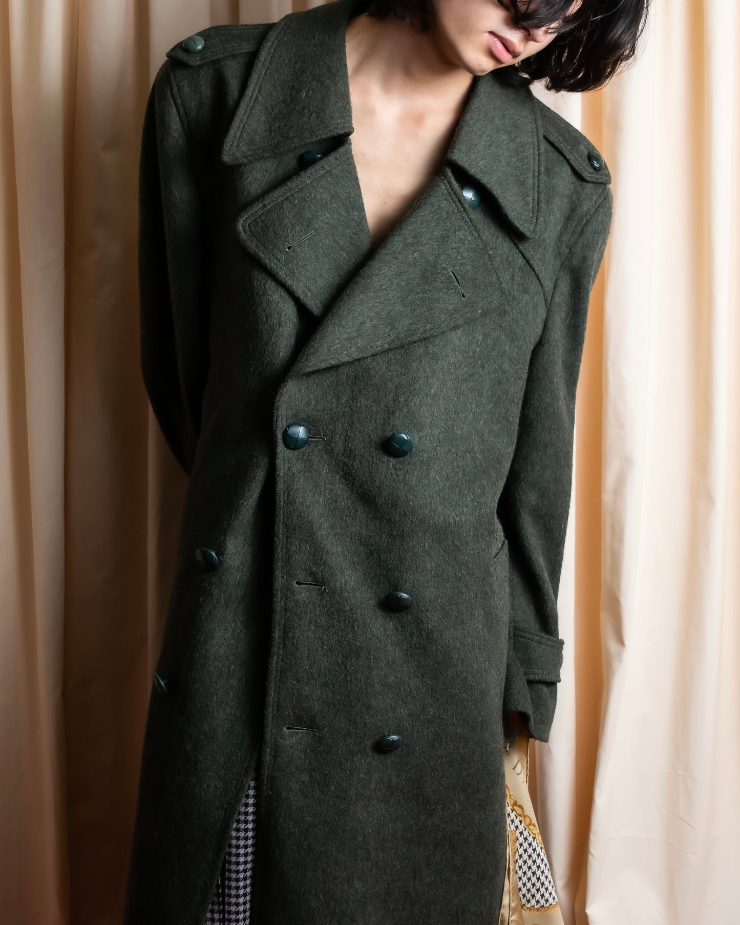 Vintage deep green colour military long coat