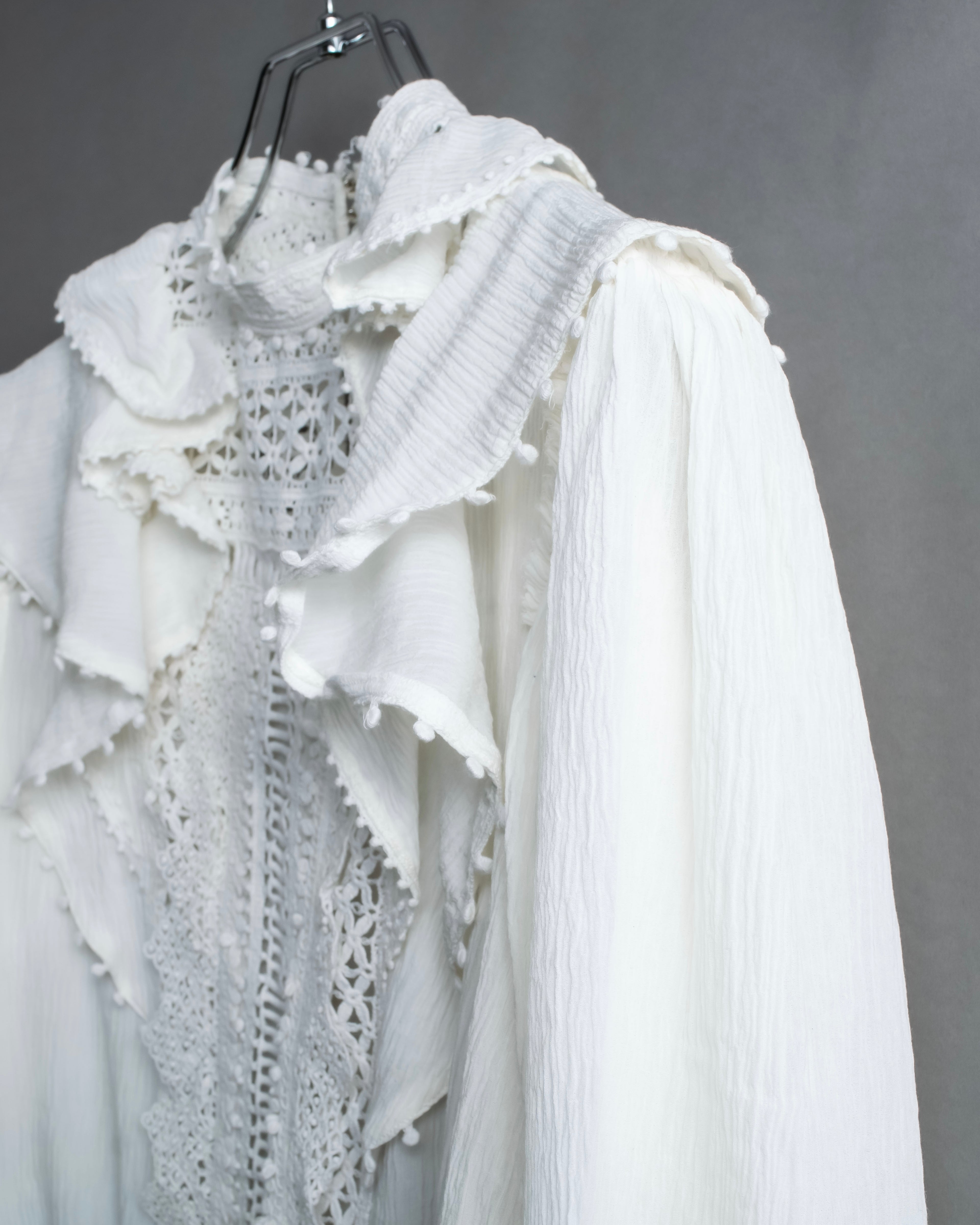 "ISABEL MARANT" Lace knit frill docking sheer blouse