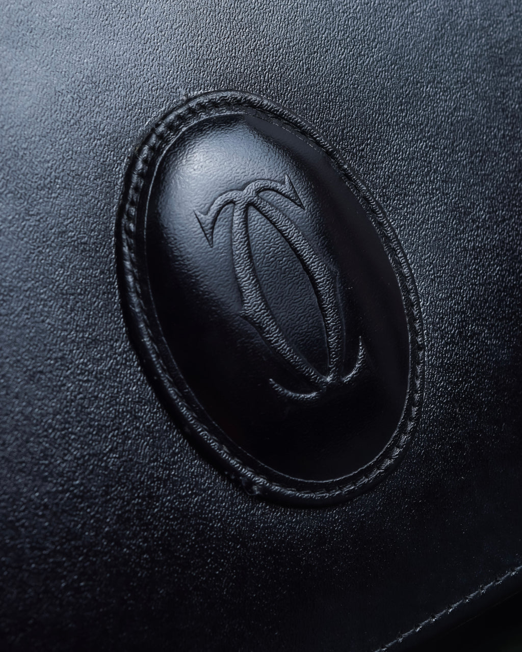 "Cartier" Logo engraved horizontal chain shoulder leather bag