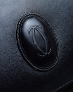 "Cartier" Logo engraved horizontal chain shoulder leather bag