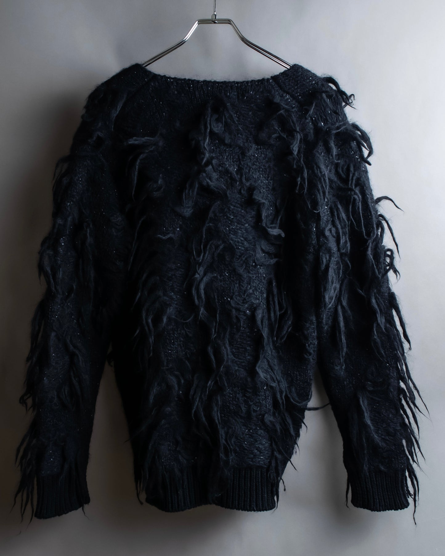 "JUNYA WATANABE COMME des GARCONS" Fringe design brushed V-neck knit pullover