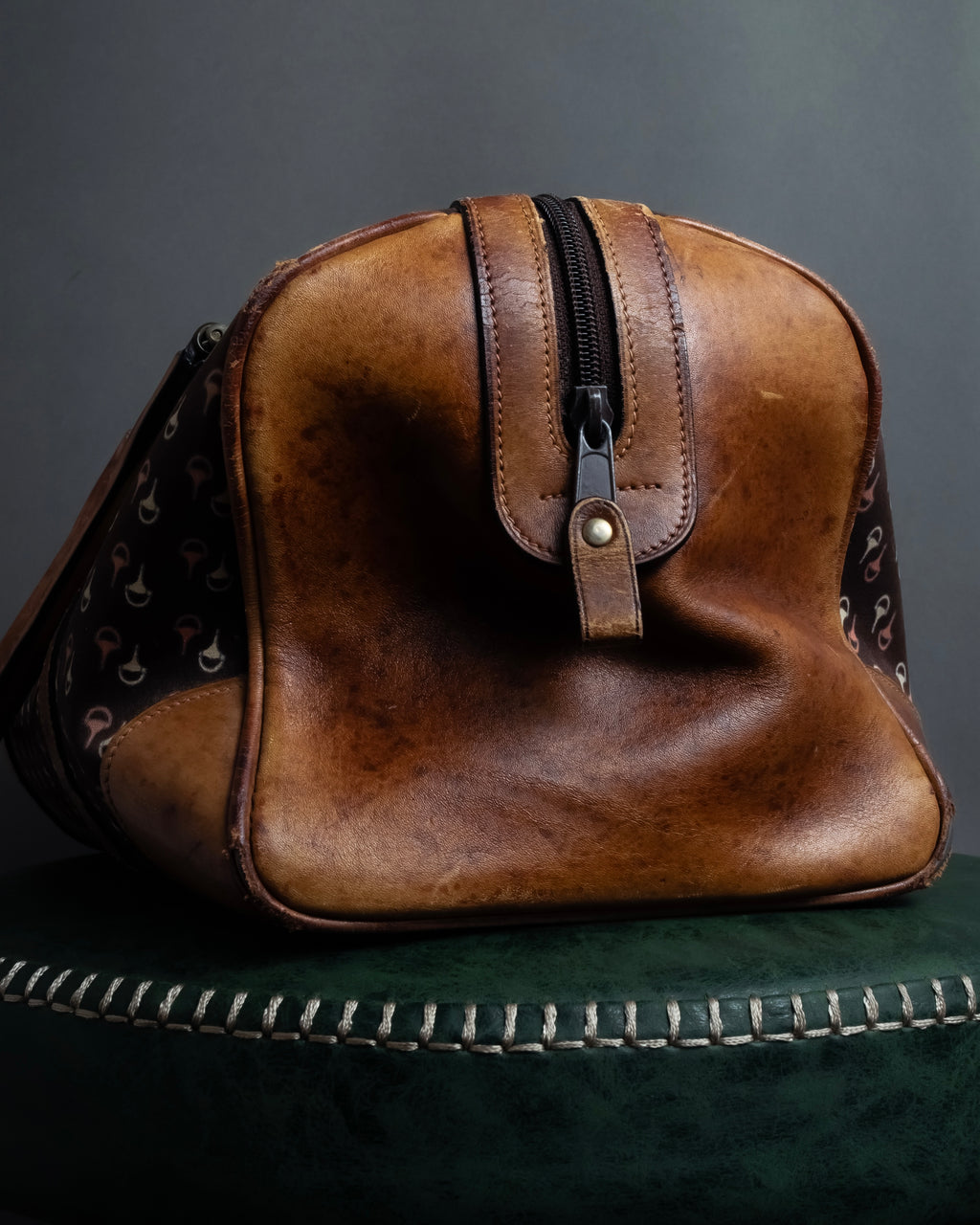 "GUCCI" Vintage horse harness motif pattern mini boston bag