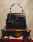 -SPECIAL- "Salvatore Ferragamo" 90's-00's Gancini contrast stitch leather handbag