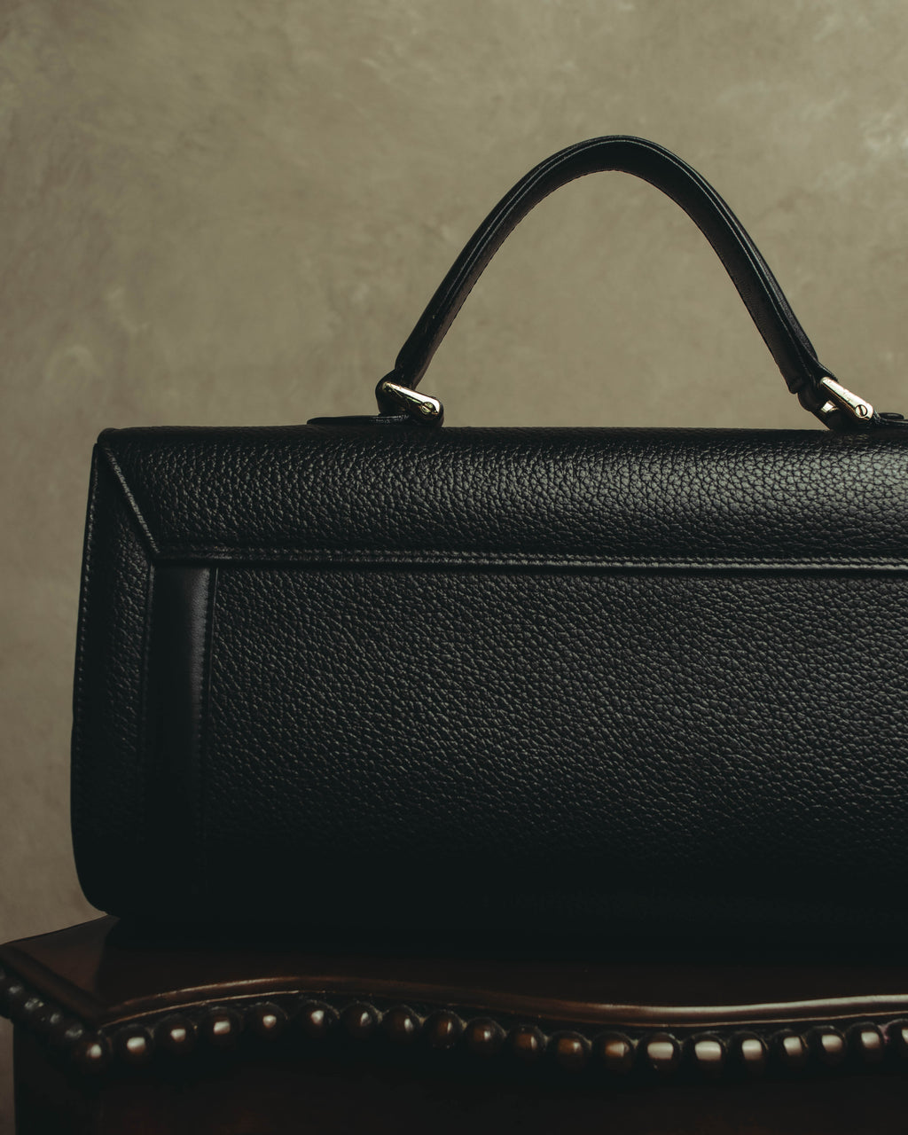 "Burberrys" 80's-90's Classic black leather top-handle handbag