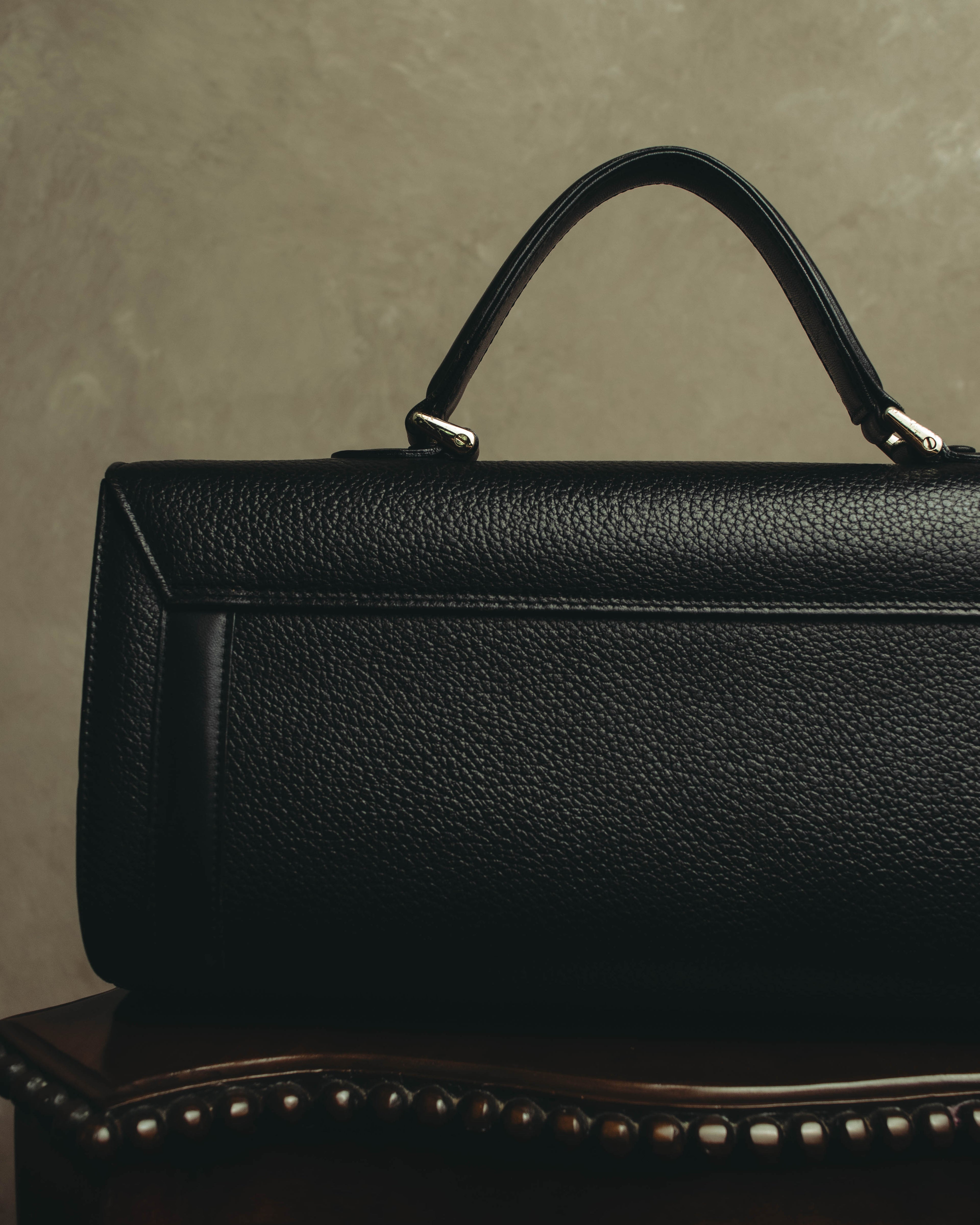 "Burberrys" 80's-90's Classic black leather top-handle handbag