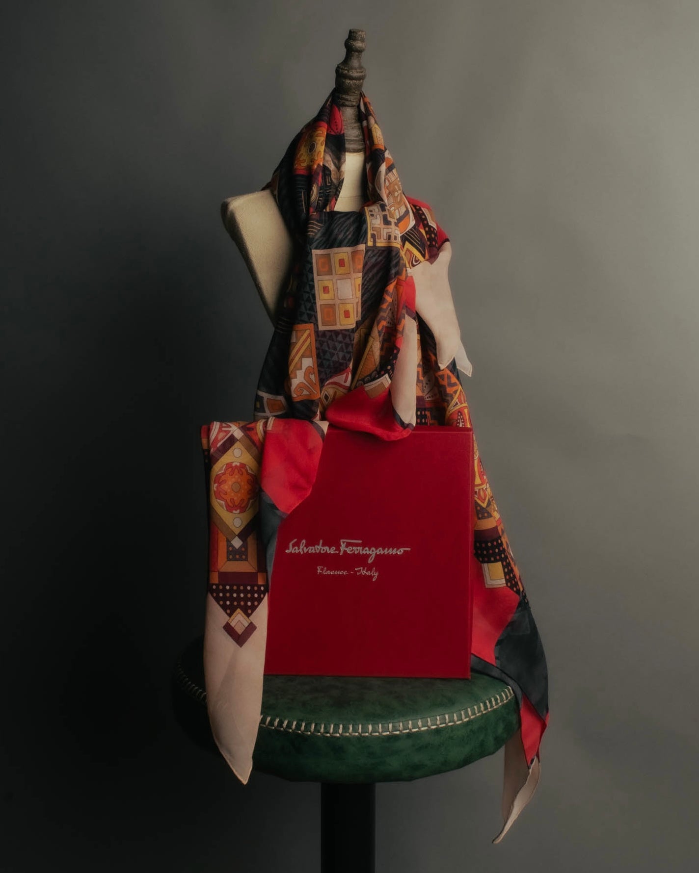 "Salvatore Ferragamo" 2010's Geometric tribal print silk scarf