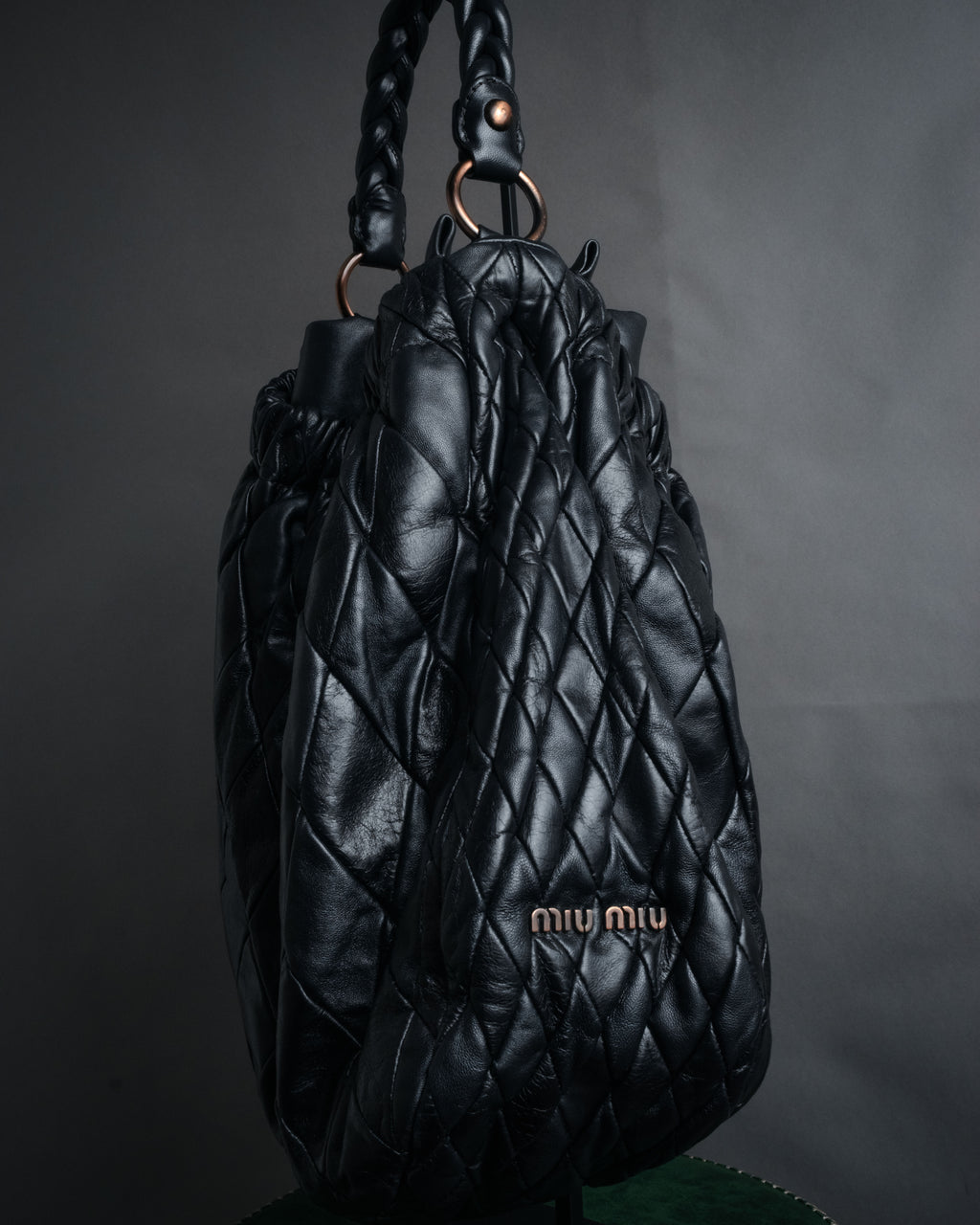 -SPECIAL- “miu miu” 2008-2012 Matelassé braided handle hobo bag