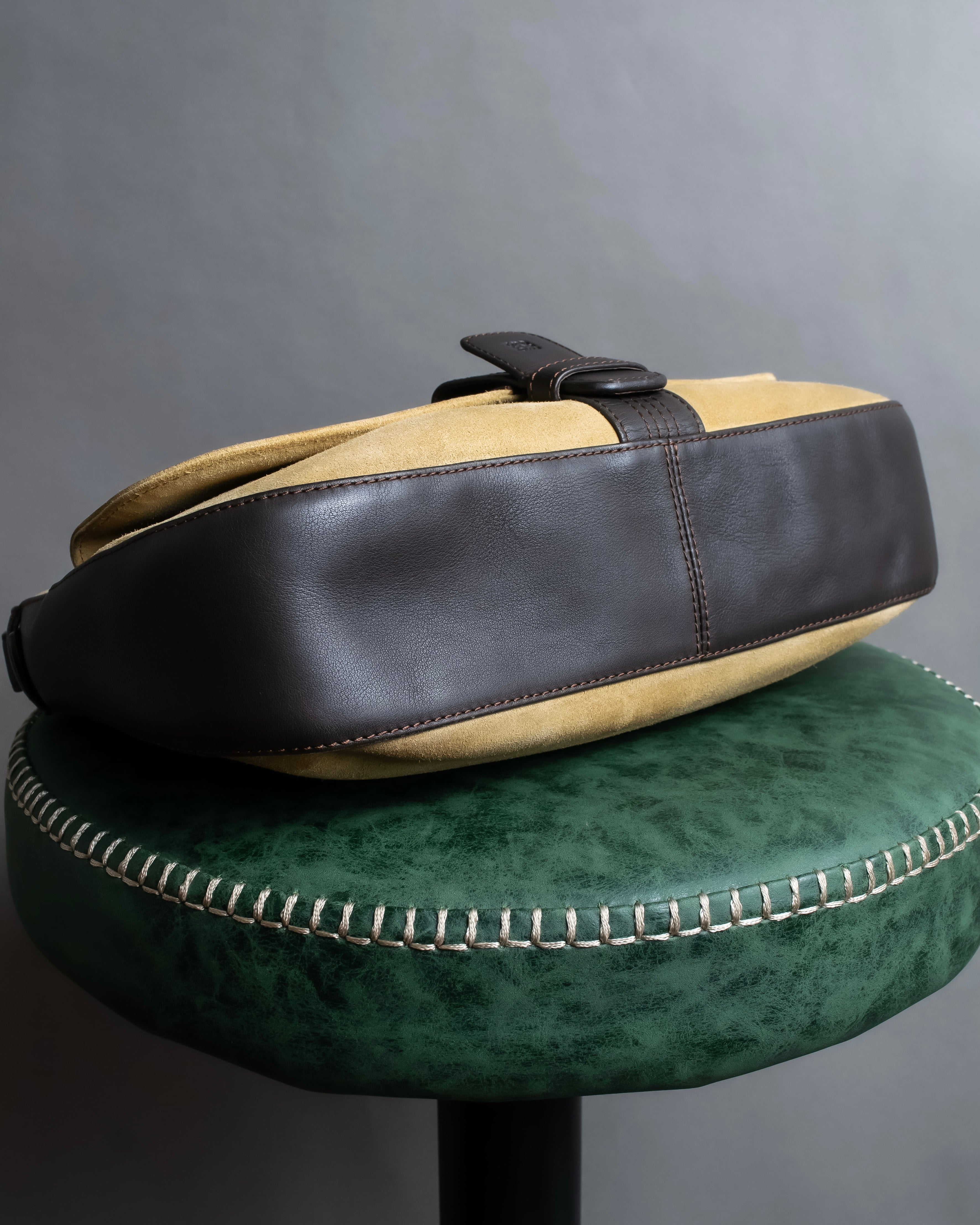 "LOEWE" Anagram logo engraved suede leather tote bag