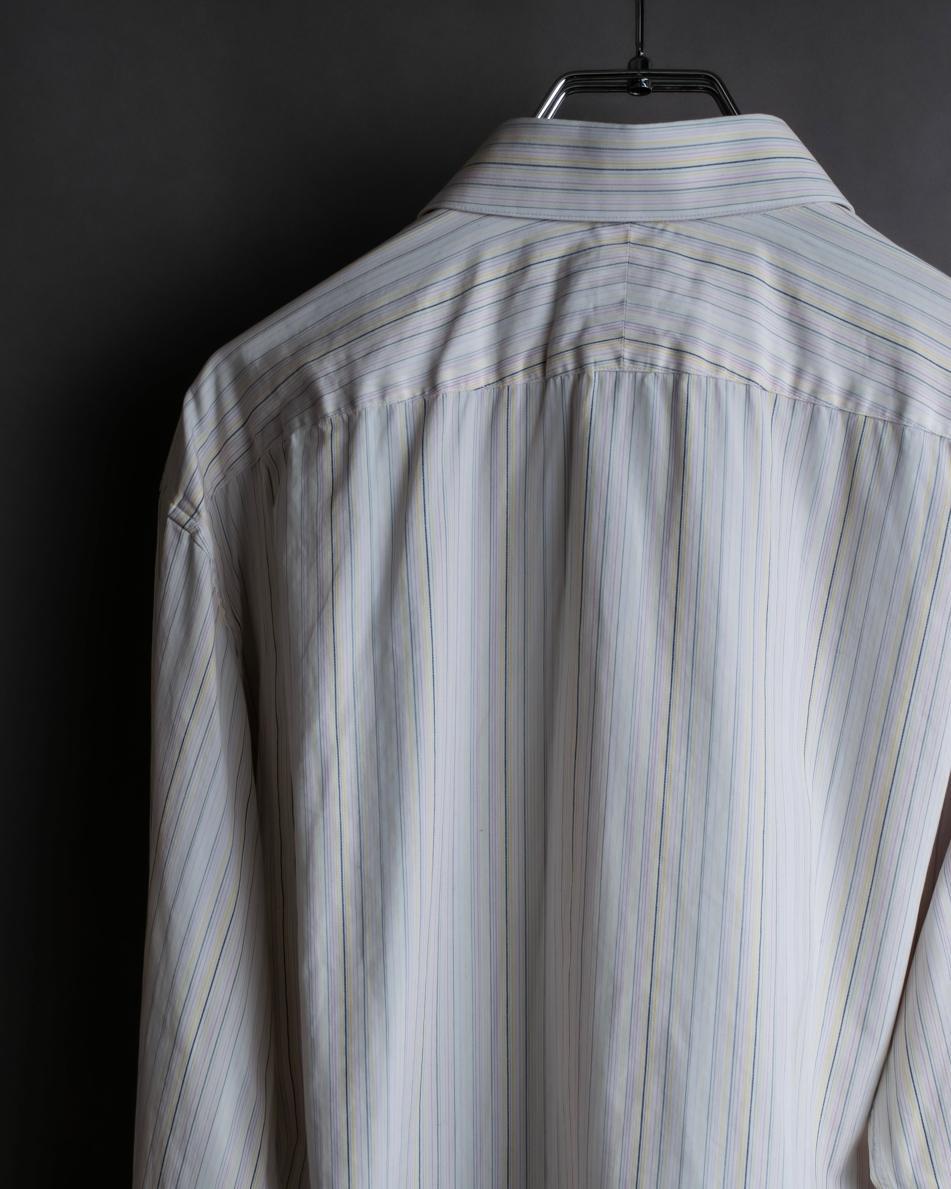 "HERMES" Multi-stripe pattern hand-sewn nuance cotton shirt