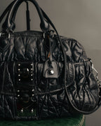 -SPECIAL- "MIU MIU" 00's-10's Glossy gathered leather handbag