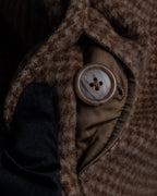 "BURBERRYS" Houndstooth pattern belted stand collar coat