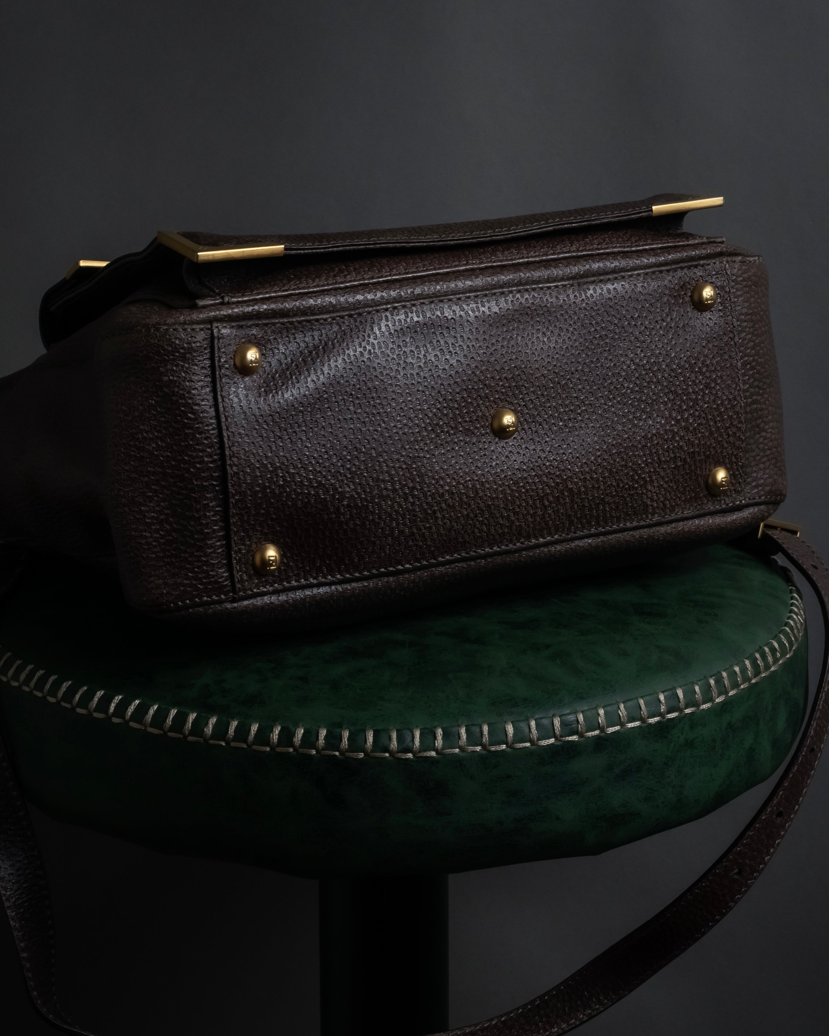 “FENDI” 2010’s Architectural grained leather 3Jours bag