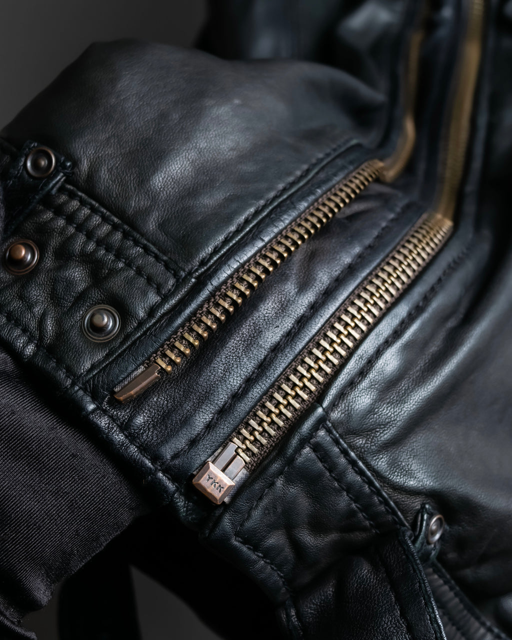 "DIESEL" Oversized stand collar lamb leather jacket