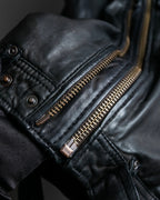 "DIESEL" Oversized stand collar lamb leather jacket