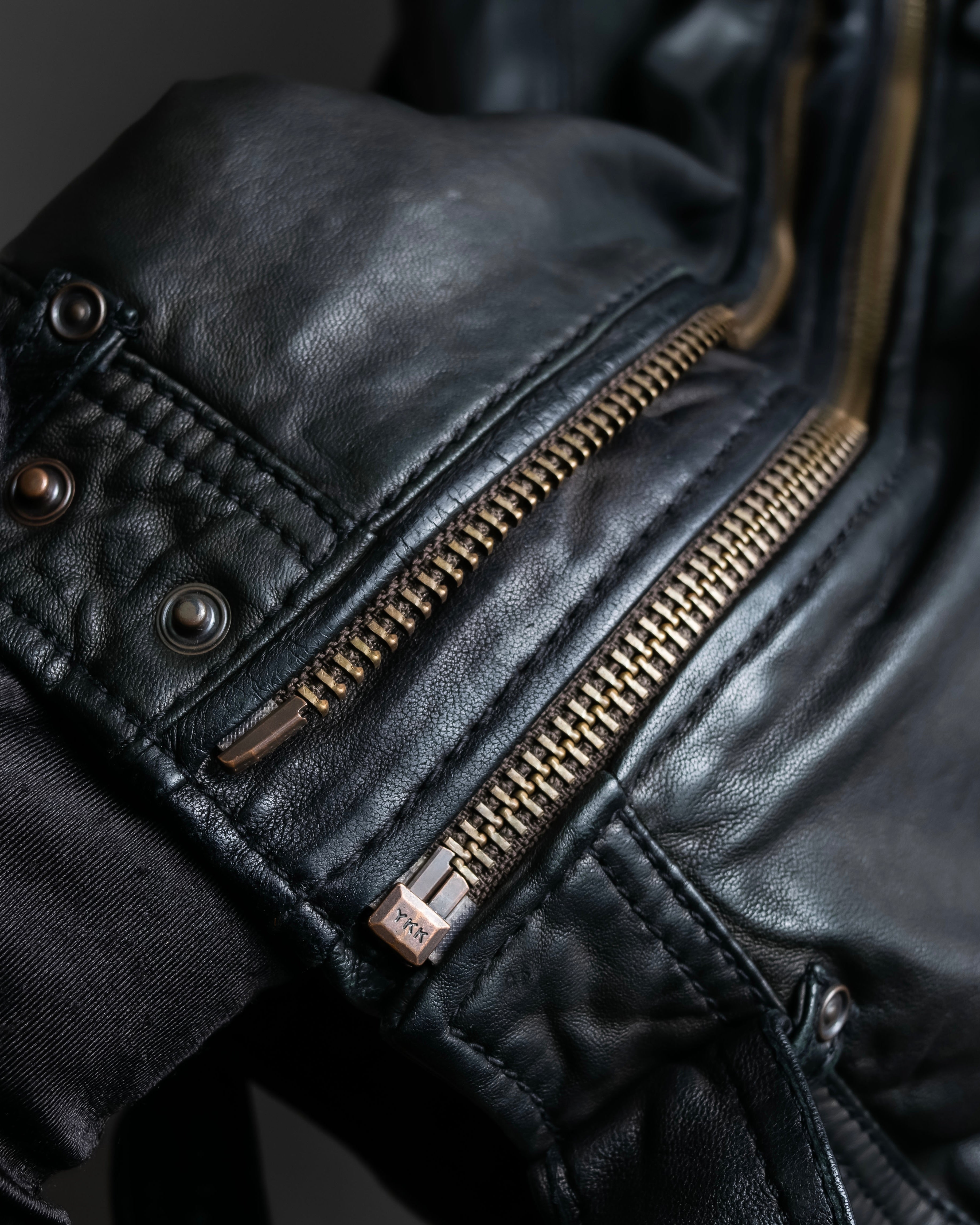 "DIESEL" Oversized stand collar lamb leather jacket