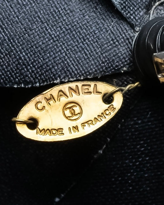 "CHANEL" Deep black camellia brooch