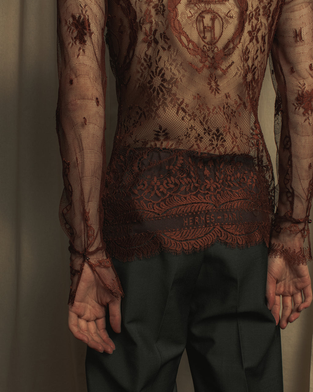 -SPECIAL- "HERMES" 00's Jean-Paul Gaultier Era Engineered Lace Shirt