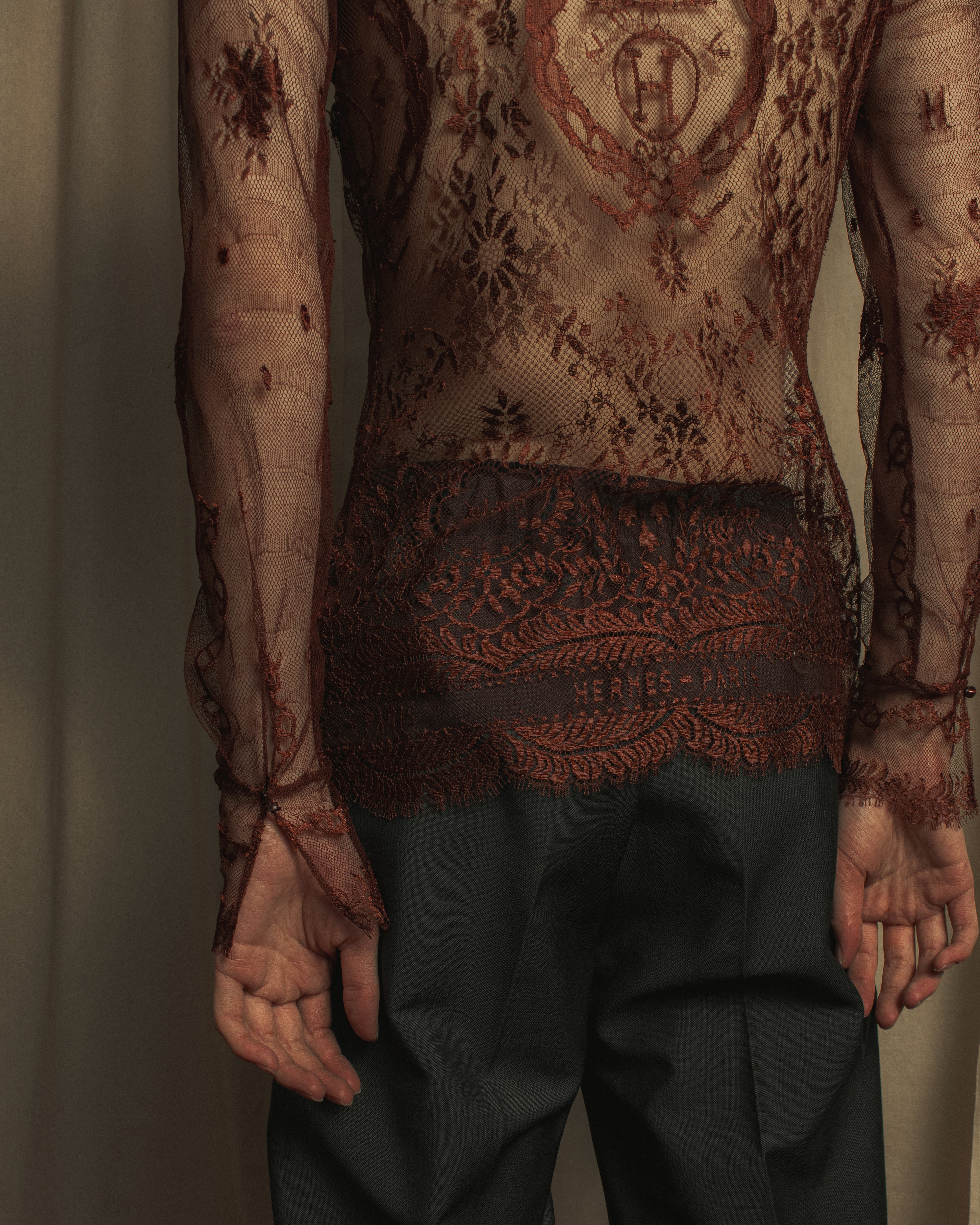 -SPECIAL- "HERMES" 00's Jean-Paul Gaultier Era Engineered Lace Shirt