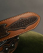 "ARIAT" 00's-10's Studded tooled leather western belt