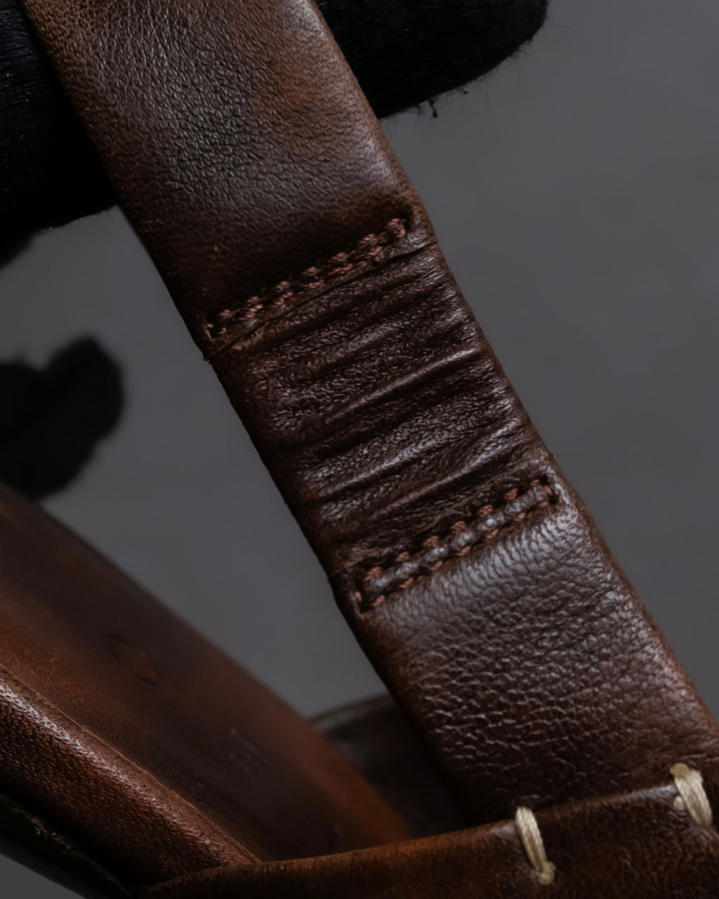 "CELINE" Layered belt detail leather heel sandals