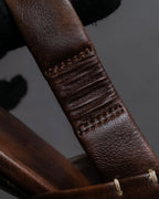 "CELINE" Layered belt detail leather heel sandals