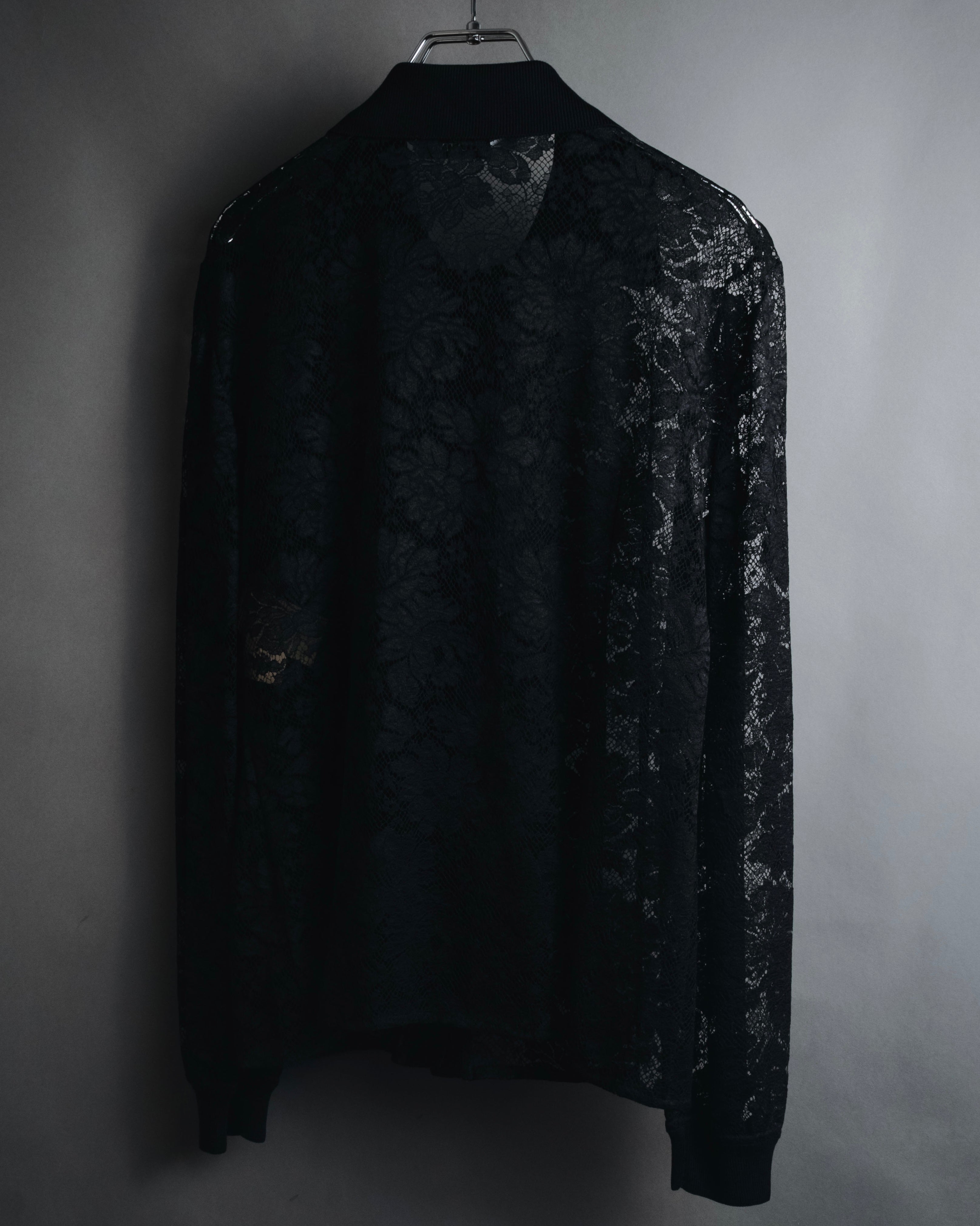 "VALENTINO MISS V" Late 80s botanical lace polo shirt