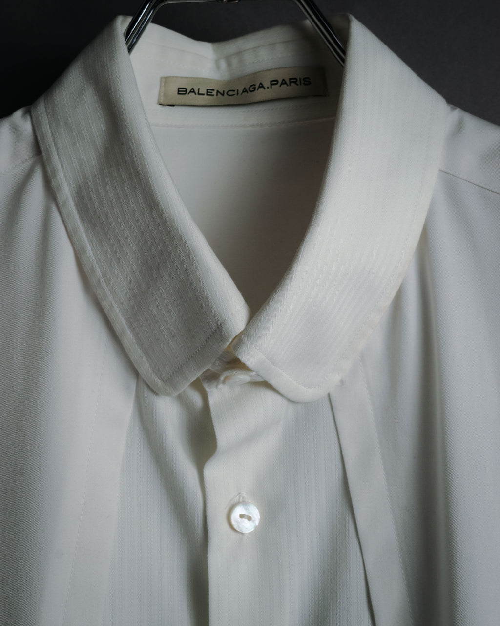 –SPECIAL– "BALENCIAGA" 2005-06’s Round collar chin tab paneled dress shirt