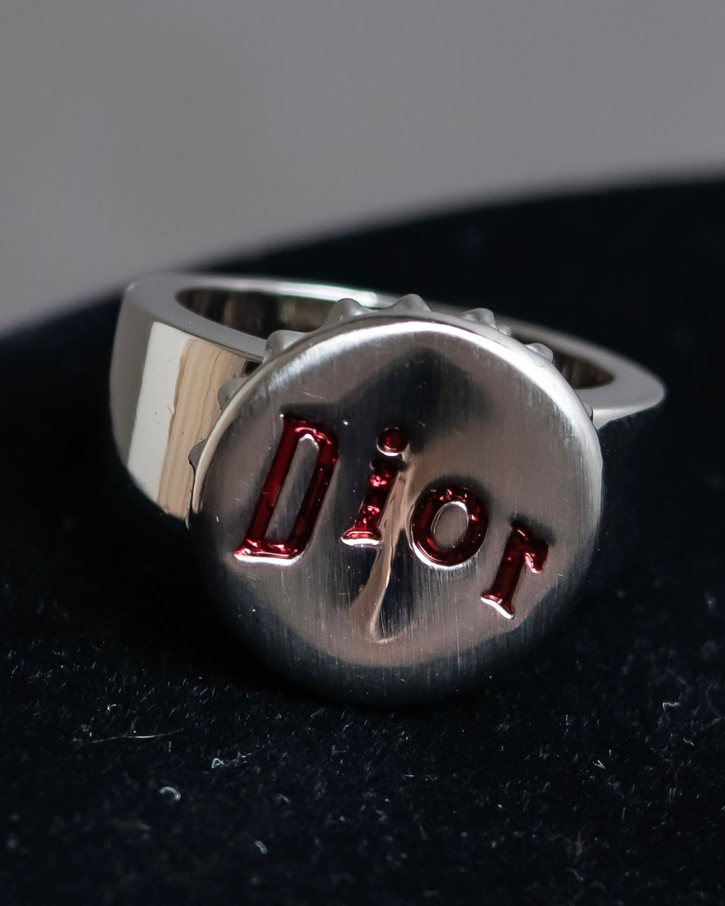 "Christian Dior" Logo lettering engraved silver ring